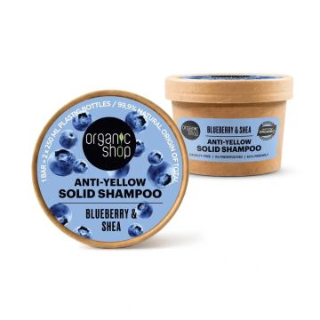Organic Shop Champú Sólido Antiamarillo Arándano Azul Y Karité, 60 G