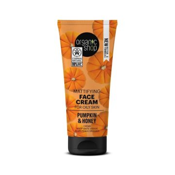 Organic Shop Crema Facial Matificante Para Piel Grasa Calabaza Y Miel De OrganicShop, 50 Ml