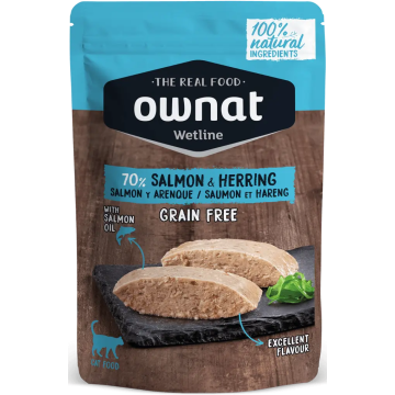 Ownat Wetline Feline Salmon Herring Caja 12X85Gr , comida húmeda para gatos