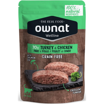 Ownat Wetline Feline Turkey Chicken Caja 12X85Gr , comida húmeda para gatos