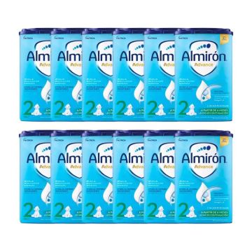 Pack 12 X Almirón Advance 2, Leche de Continuación en Polvo para Bebé, a partirde 6 Meses, 800g