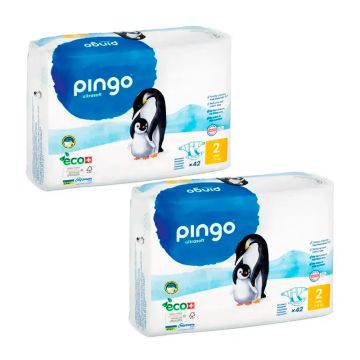 Pingo Pañal Ecológico Talla 2 Mini, Pack 2 X 42 Unidades