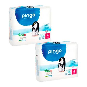 Pingo Pañal Ecológico Talla 4 Maxi, Pack 2 X 40 Unidades