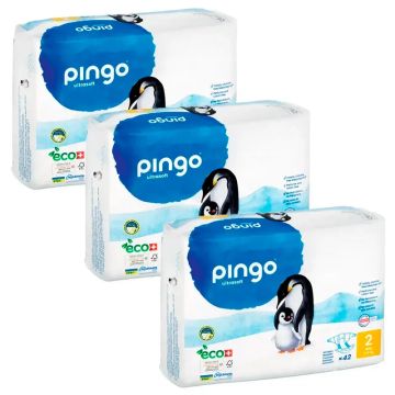 Pingo Pañal Ecológico Talla 2 Mini, Pack 3 X 42 Unidades