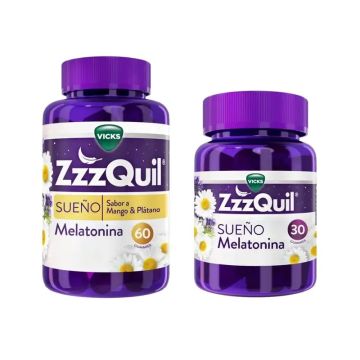 Pack 30+60 ZzzQuil Natura Melatonina Original y Sabor Mango