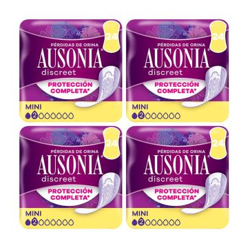 Ausonia Pack Discreet Compresas Para Pérdidas De Orina Para Mujer Mini, 4 x 24Unidades