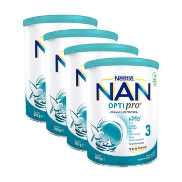 Nestlé Nan Optipro 3 Leche de Crecimiento, 4X800 gr