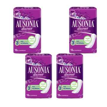 Pack 4X Ausonia Discreet Normal Compresas, 48 Unidades