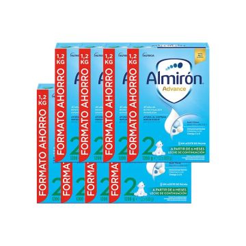 Pack 8 X Almirón Advance 2 Leche de Continuación en Polvo, 1200g