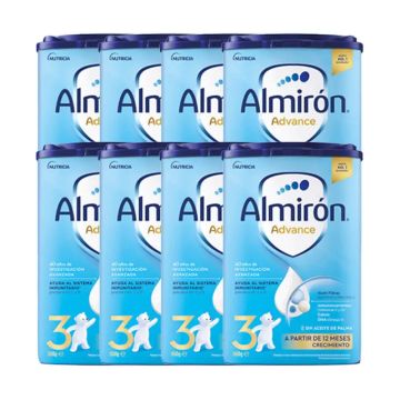 Pack 8 X Almirón Advance 3, Leche de Crecimiento en Polvo para Bebé desde los 12Meses, 800g