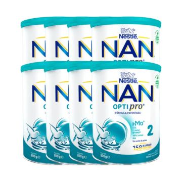 Nestlé Nan Optipro 2 Leche de Continuación, 8X800 gr