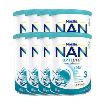 Nestlé Nan Optipro 3 Leche de Crecimiento, 8X800 gr