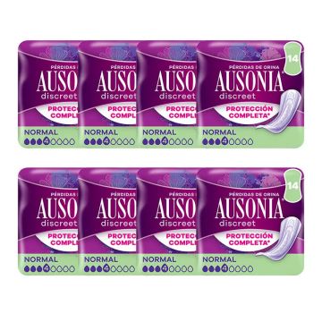 Ausonia Pack Discreet Compresas Para Pérdidas De Orina Para Mujer Normal, 8 x 14Unidades