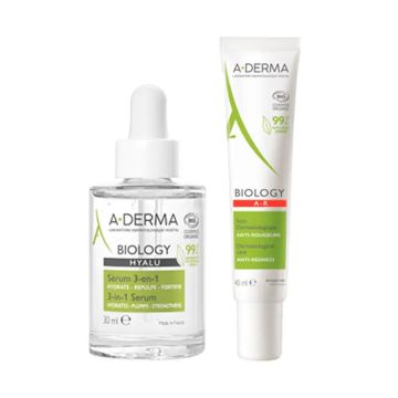 A-Derma Pack Biology cuidado antirojeces, 40 ml + A-Derma Biology Hyalu Sérum 3en 1, 30 ml