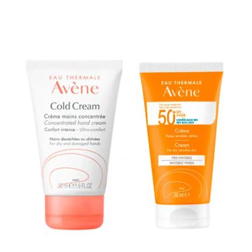Avène Pack Crema de manos Cold Cream concentrada, 50 ml + Avéne Crema SPF 50+,50 ml