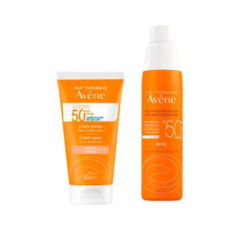 Pack Avene Crema solar Pieles Sensibles SPF50+ Color 50 ml + Avene solar sprayPieles Sensibles SPF50+200ML