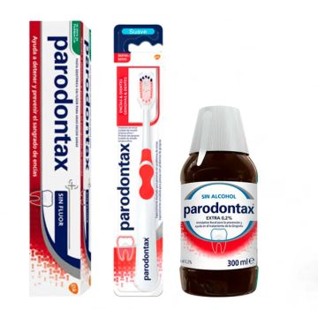 Parodontax Pack Complet Protection Cepillo + Pasta de Dientes 75ml + ColutorioExtra Cuidado 300ml