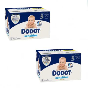 Dodot Pack 2X Sensitive Pañal Recién NacidoTalla 3, 148 Unidades