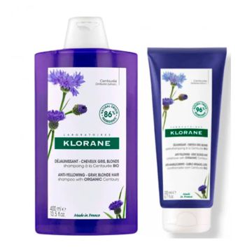 Klorane Pack Champú a la Centaurea Bio, 400 ml + Klorane Acondicionador a laCentaurea, 150 ml