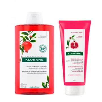 Klorane Pack Champú a la Granada, 400 ml + Klorane Acondicionador a la Granada,200 ml