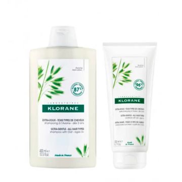 Klorane Pack Champú a la Leche de Avena, 400 ml + Klorane Acondicionador a laLeche de Avena, 200 ml