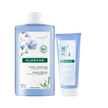 Klorane Pack Champú al Lino Bio, 400 ml + Klorane Acondicionador al Lino Bio,200 ml