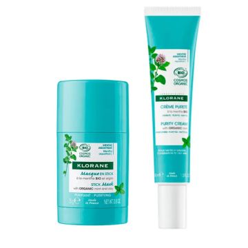 Klorane Pack Mascarilla en Stick a la Menta Bio, 25 g + Klorane CremaPurificante a la Menta Bio, 40 ml
