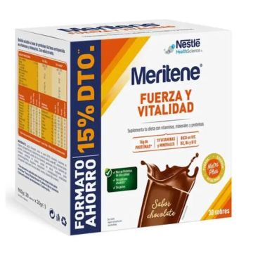 Meritene Fuerza y Vitalidad Batido Sabor Chocolate, 30 sobres