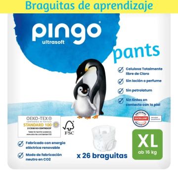 Pingo Pañal Braguitas Ecológicas Talla 6 (16 kg+), 26 Unidades