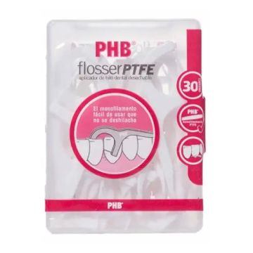 PHB FLOSSER PTFE Aplicador De Hilo Dental Desechable, 30 uds