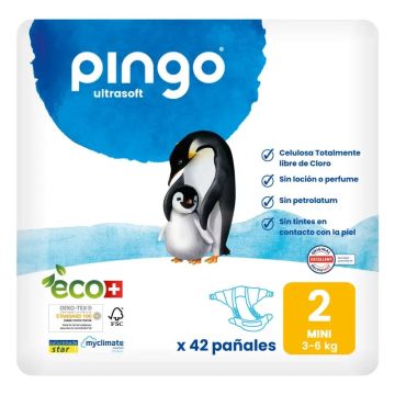 Pingo Pañales Ecológicos Talla 2 Mini (3-6 kg), 42 Unidades