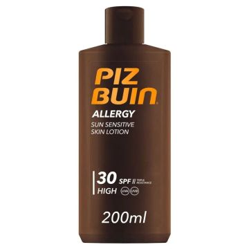 Piz Buin Allergy Protector Solar Corporal SPF 30 Pieles Sensibles, Loción parael cuerpo, Protección UVA/UVB, 200ml