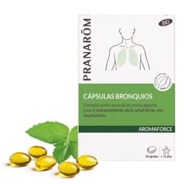 Pranarom Cápsulas Bronquios Con Aceites Esenciales 100% BIO  30 Cápsulas