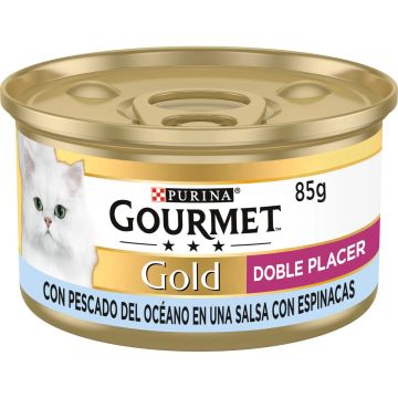 Purina Gourmet Gold Doble Placer Pescado Espinacas Caja 24X85Gr, comida húmedapara gatos