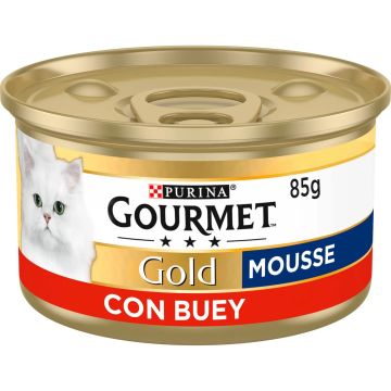 Purina Gourmet Gold Mousse Buey Caja 24X85Gr, comida húmeda para gatos