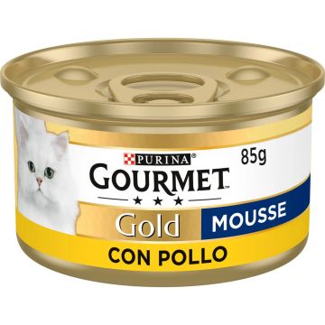 Purina Gourmet Gold Mousse Pollo Caja 24X85Gr, comida húmeda para gatos
