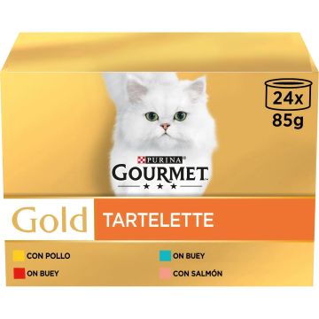 Purina Gourmet Gold Tartalette 24X85Gr, comida húmeda para gatos