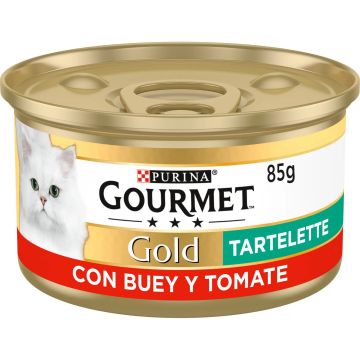 Purina Gourmet Gold Tartallette Buey Tomate Caja 24X85Gr, comida húmeda paragatos