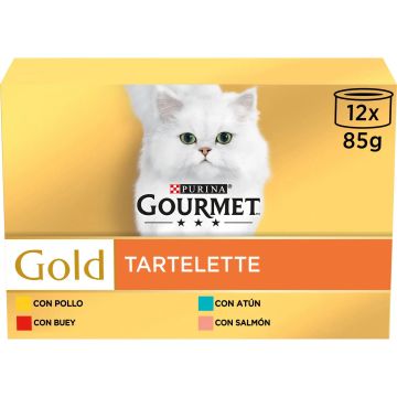 Purina Gourmet Gold Tartallette Caja 12X85Gr, comida húmeda para gatos