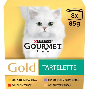 Purina Gourmet Gold Tartallette Caja 8X85Gr, comida húmeda para gatos