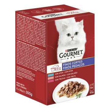 Purina Gourmet Mon Petit Pescados Caja 6X50Gr, comida húmeda para gatos