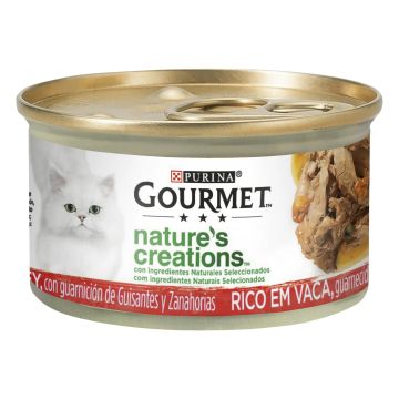 Purina Gourmet Nature Beef Caja 24X85Gr, comida húmeda para gatos