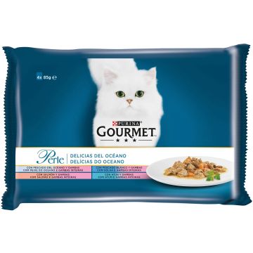 Purina Gourmet Perle Delicias Pescado Oceano Caja 12X4X85Gr, comida húmeda paragatos