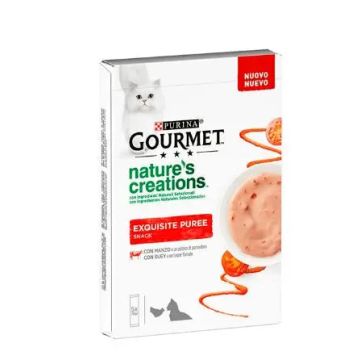 Purina Gourmet Puree Buey 11X5X10Gr, comida húmeda para gatos