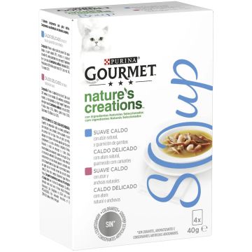 Purina Gourmet Soup Atun Caja 4X40Gr, comida húmeda para gatos
