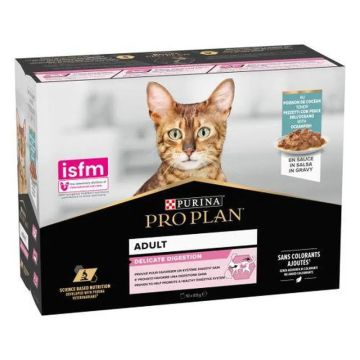 Purina Pro Plan Feline Delicate Pescado Del Oceano 10X85Gr, comida húmeda paragatos