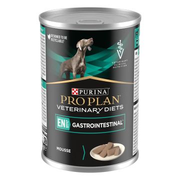 Purina Pro Plan Vet Canine En Gastrointestinal Mousse Caja 12X400Gr, comidahúmeda para perros
