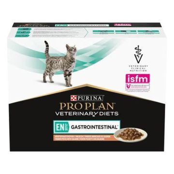 Purina Pro Plan Vet Feline En Gastrointestinal Caja Pouch 10X85Gr, comida húmedapara gatos