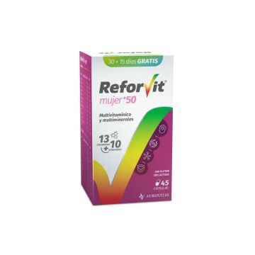 Reforvit Complemento Alimenticio Para El Refuerzo Diario, Adaptado A LasNecesidades De Edad Y Sexo Mujer 50+, 45 cápsulas