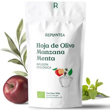 Replantea Infusión De Hoja De Olivo Manzana Y Menta Ecológica 100 gr